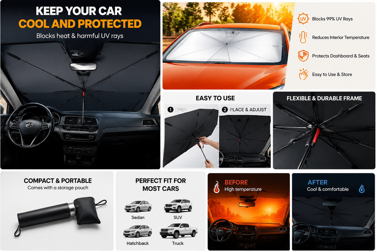Denx - Portable Car Umbrella  دينكس - مظلة سيارة محمولة